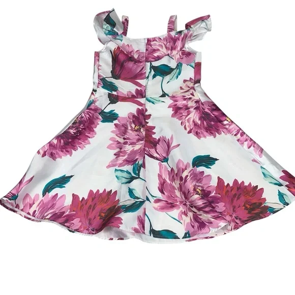 The Children's Place NWT Pink and White Floral Dress Off The Shoulder Size 14 - Picture 11 of 16